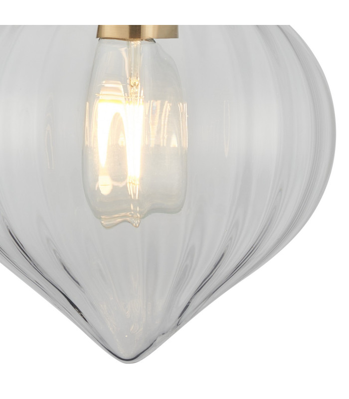 Afton Wall Light Flower Bud Shade 1 x E27 Brass/Clear-6
