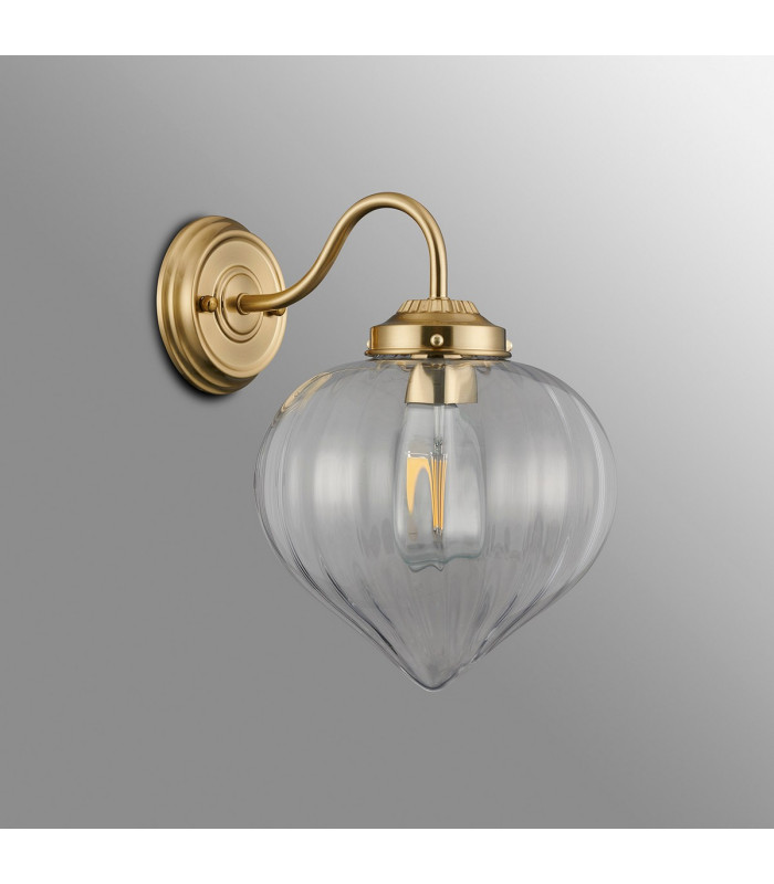 Afton Wall Light Flower Bud Shade 1 x E27 Brass/Clear-7