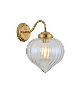 Afton Wall Light Flower Bud Shade 1 x E27 Brass/Iridescent Faded-1