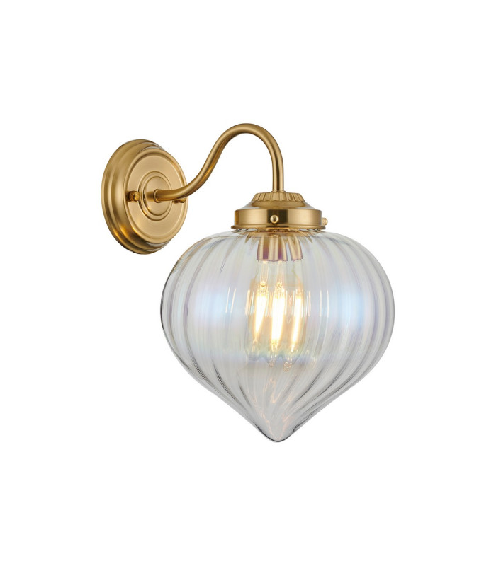 Afton Wall Light Flower Bud Shade 1 x E27 Brass/Iridescent Faded-1