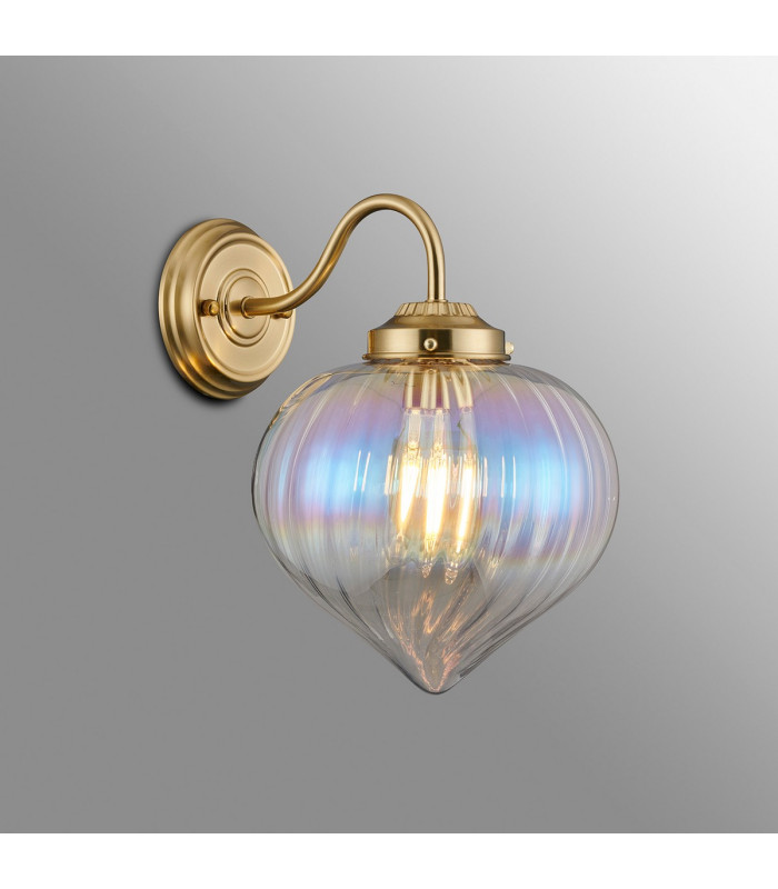 Afton Wall Light Flower Bud Shade 1 x E27 Brass/Iridescent Faded-3