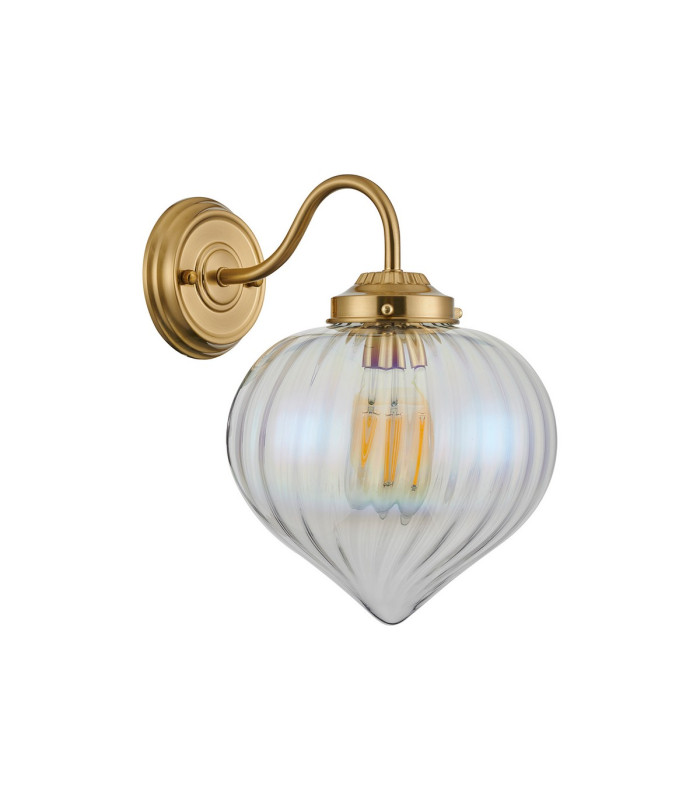 Afton Wall Light Flower Bud Shade 1 x E27 Brass/Iridescent Faded-4
