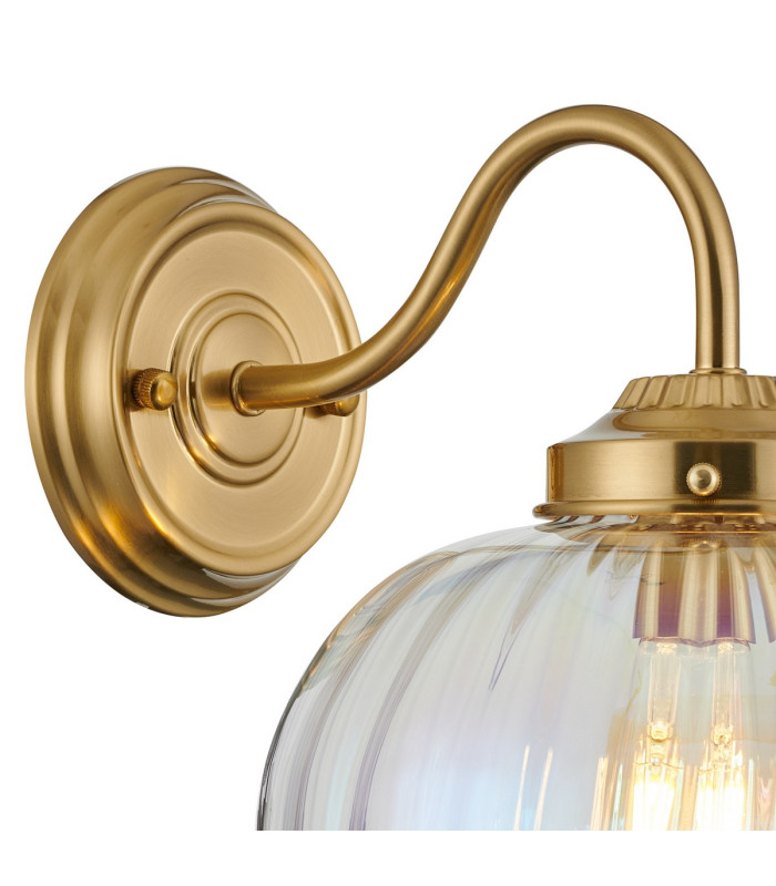 Afton Wall Light Flower Bud Shade 1 x E27 Brass/Iridescent Faded-5