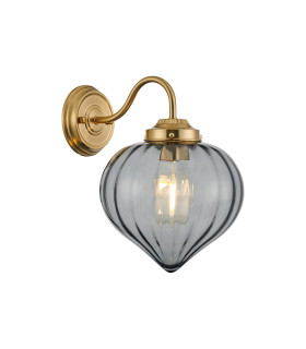 Afton Wall Light Flower Bud Shade 1 x E27 Brass/Smoke-1
