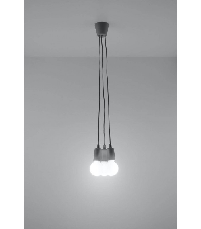 3 Light Ceiling Cluster Pendant Grey - 4