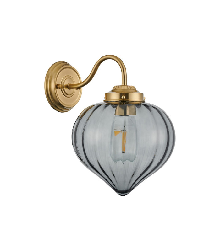 Afton Wall Light Flower Bud Shade 1 x E27 Brass/Smoke-4