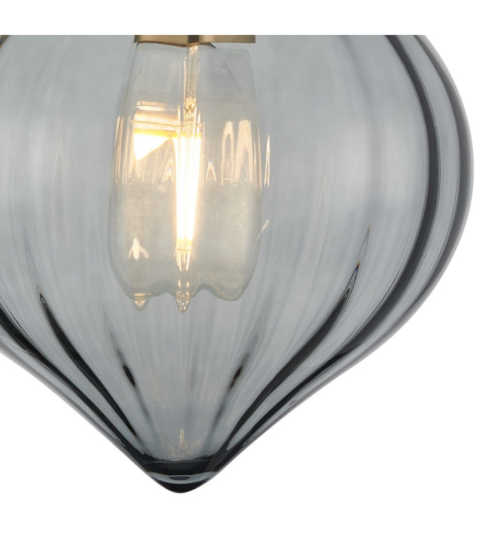 Afton Wall Light Flower Bud Shade 1 x E27 Brass/Smoke-6