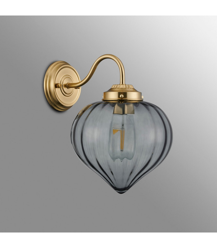 Afton Wall Light Flower Bud Shade 1 x E27 Brass/Smoke-7