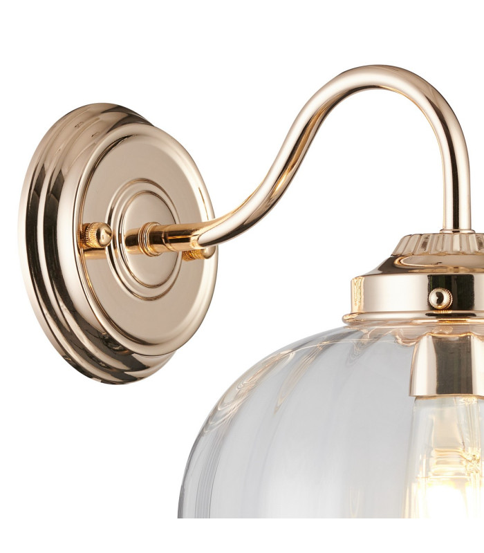 Afton Wall Light Flower Bud Shade 1 x E27 French Gold/Clear-5