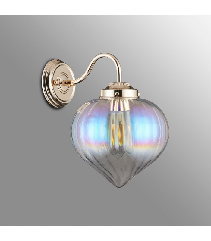Afton Wall Light Flower Bud Shade 1 x E27 French Gold/Iridescent Faded-7