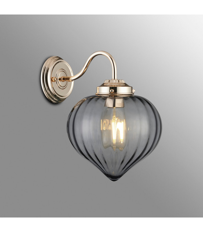 Afton Wall Light Flower Bud Shade 1 x E27 French Gold/Smoke-3