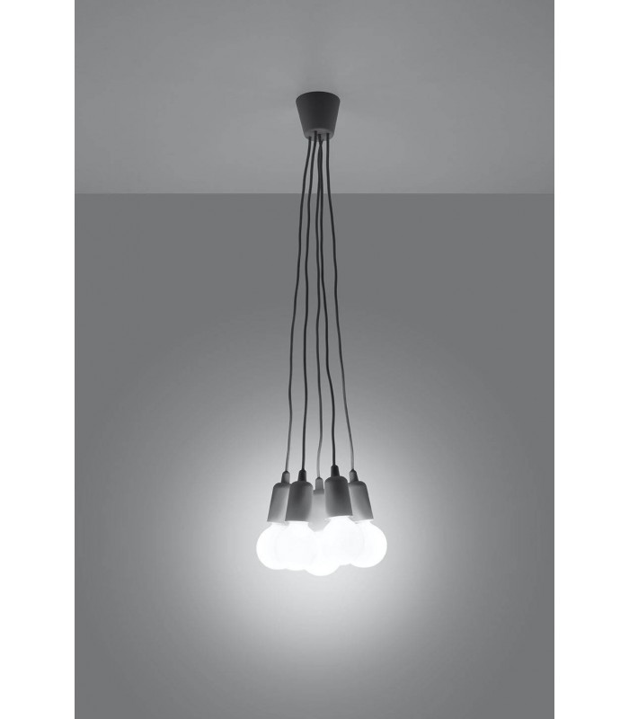 5 Light Ceiling Cluster Pendant Grey - 3