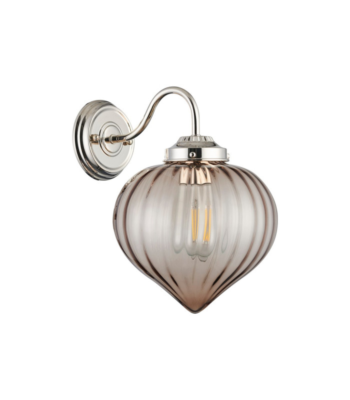 Afton Wall Light Flower Bud Shade 1 x E27 Polished Nickel/Cognac-4
