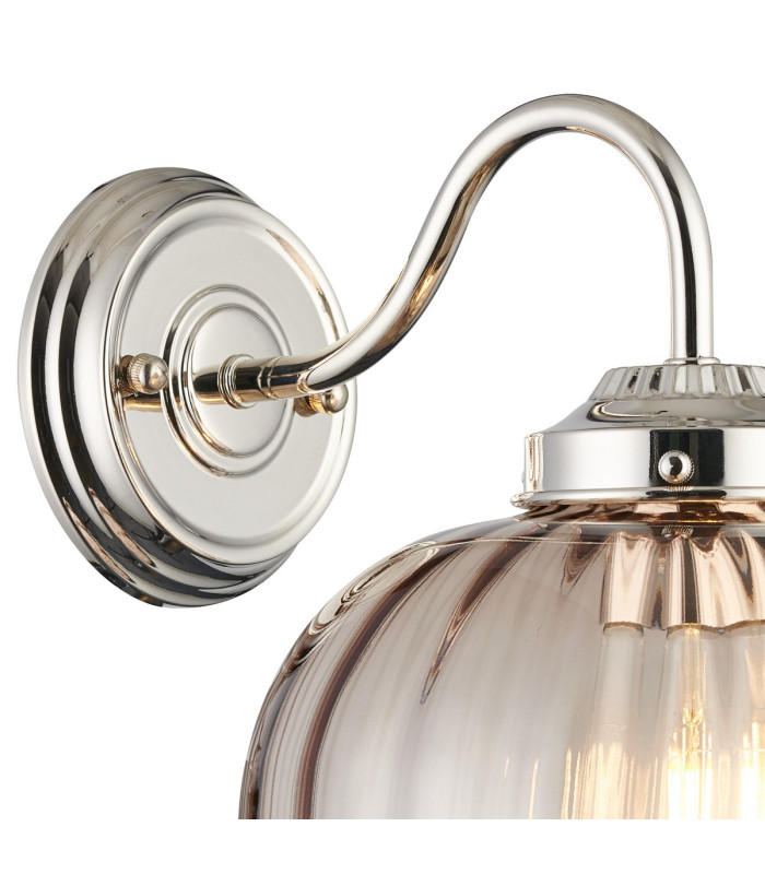 Afton Wall Light Flower Bud Shade 1 x E27 Polished Nickel/Cognac-5