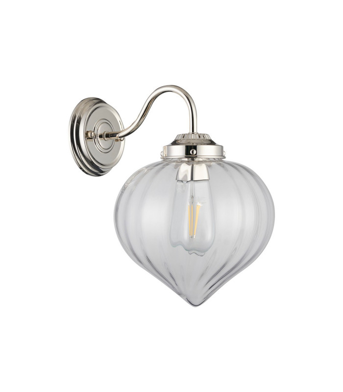 Afton Wall Light Flower Bud Shade 1 x E27 Polished Nickel/Clear-4