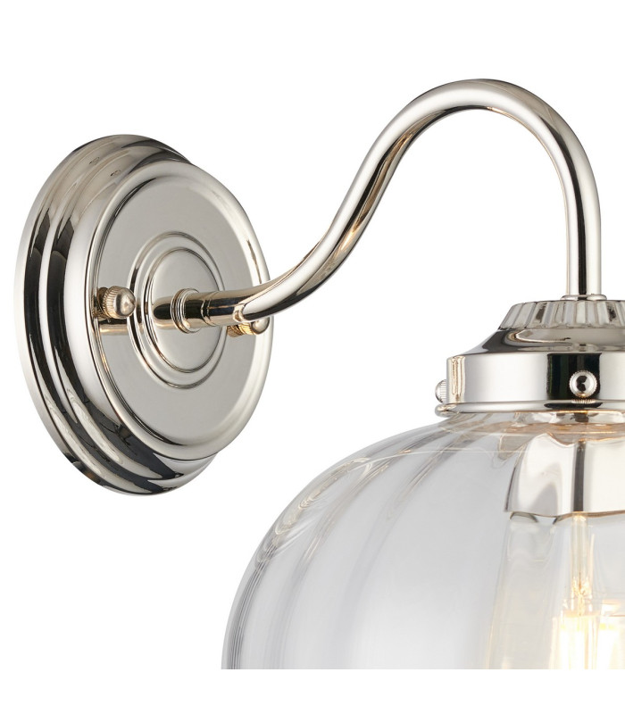 Afton Wall Light Flower Bud Shade 1 x E27 Polished Nickel/Clear-5