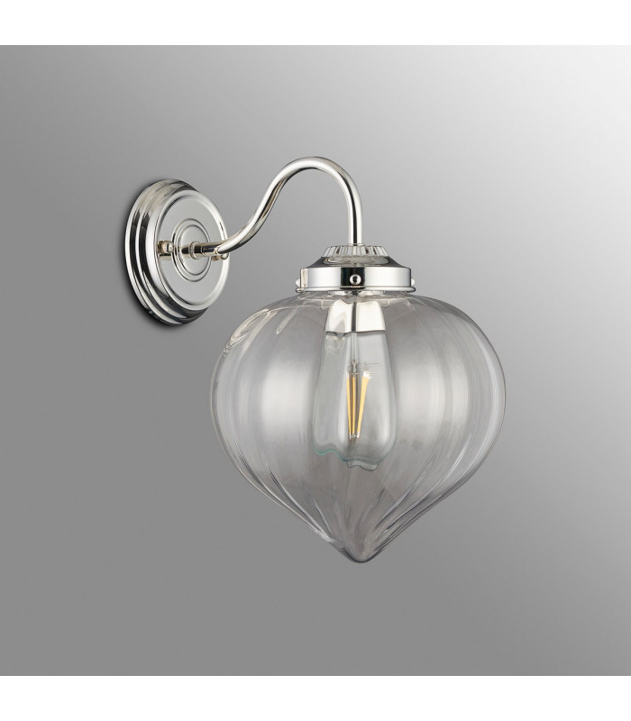 Afton Wall Light Flower Bud Shade 1 x E27 Polished Nickel/Clear-7