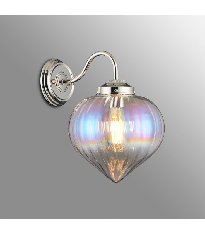 Afton Wall Light Flower Bud Shade 1 x E27 Polished Nickel/Iridescent Faded-3