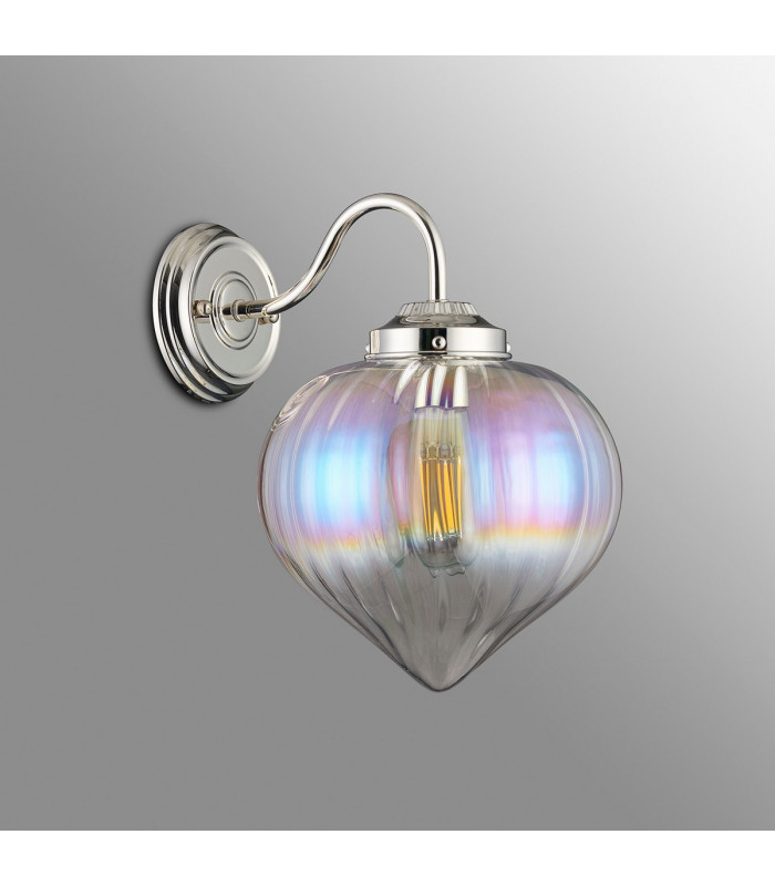 Afton Wall Light Flower Bud Shade 1 x E27 Polished Nickel/Iridescent Faded-7