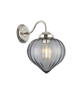 Afton Wall Light Flower Bud Shade 1 x E27 Polished Nickel/Smoke-1