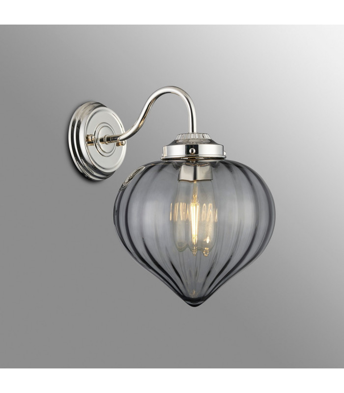 Afton Wall Light Flower Bud Shade 1 x E27 Polished Nickel/Smoke-3