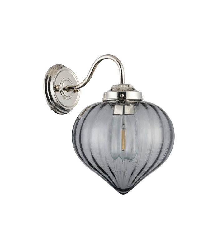 Afton Wall Light Flower Bud Shade 1 x E27 Polished Nickel/Smoke-4
