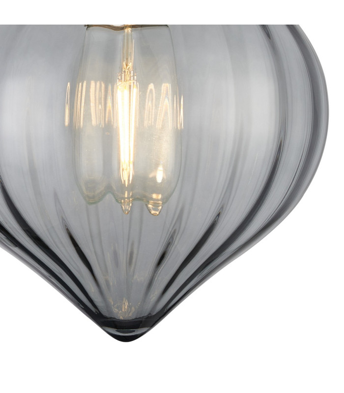 Afton Wall Light Flower Bud Shade 1 x E27 Polished Nickel/Smoke-6