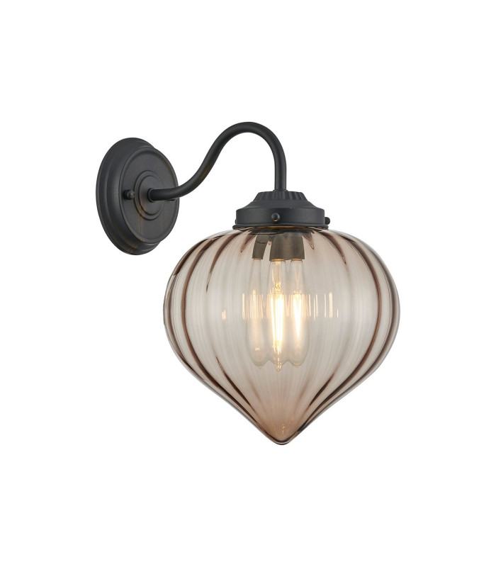 Afton Wall Light Flower Bud Shade 1 x E27 Satin Black/Cognac-1