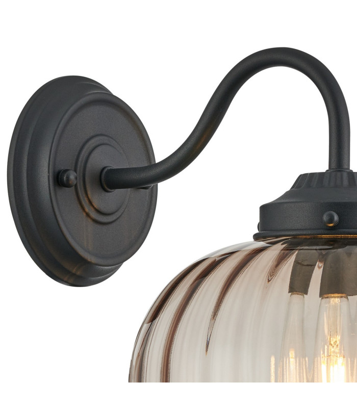 Afton Wall Light Flower Bud Shade 1 x E27 Satin Black/Cognac-5