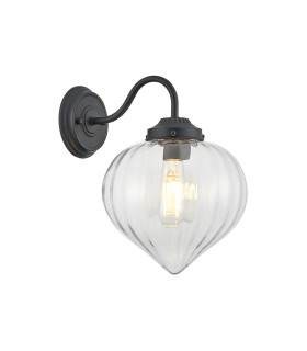 Afton Wall Light Flower Bud Shade 1 x E27 Satin Black/Clear-1
