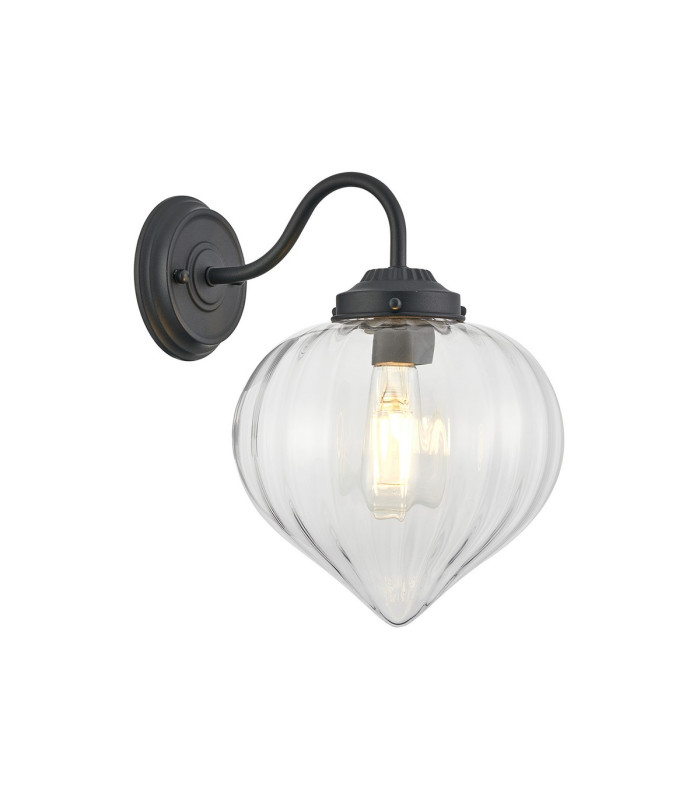 Afton Wall Light Flower Bud Shade 1 x E27 Satin Black/Clear-1