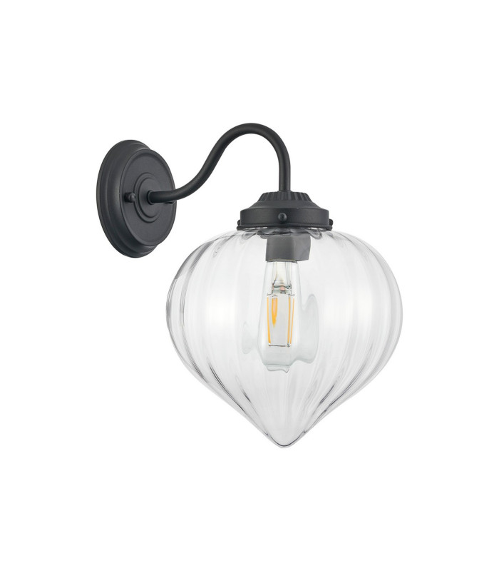 Afton Wall Light Flower Bud Shade 1 x E27 Satin Black/Clear-4