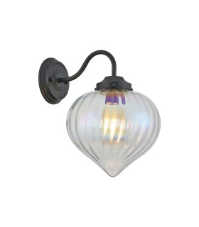 Afton Wall Light Flower Bud Shade 1 x E27 Satin Black/Iridescent Faded-1
