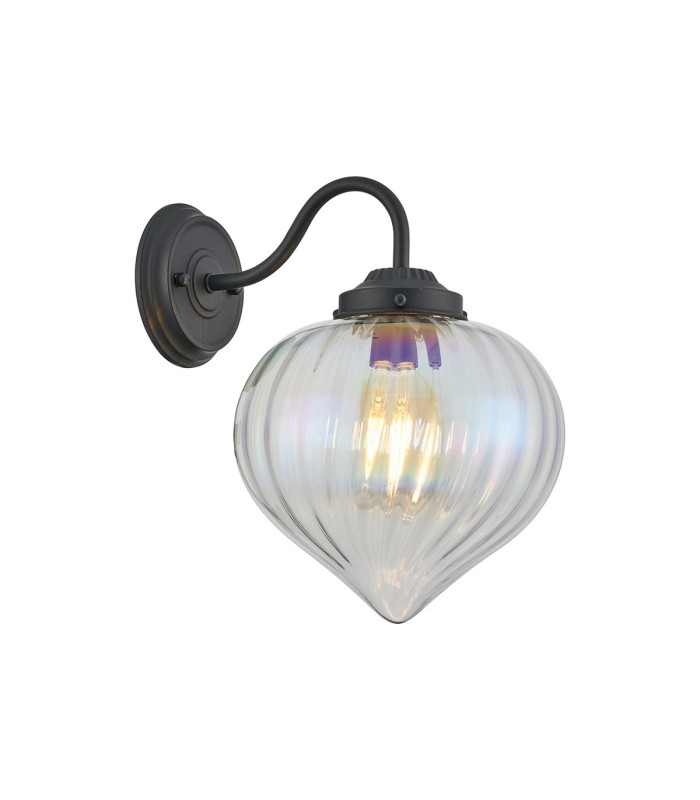 Afton Wall Light Flower Bud Shade 1 x E27 Satin Black/Iridescent Faded-1