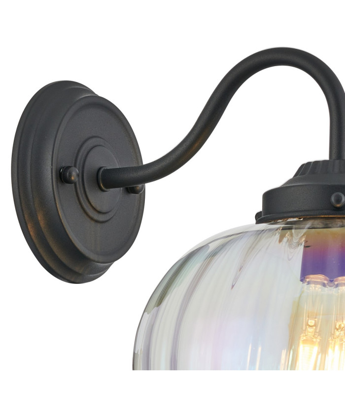 Afton Wall Light Flower Bud Shade 1 x E27 Satin Black/Iridescent Faded-5