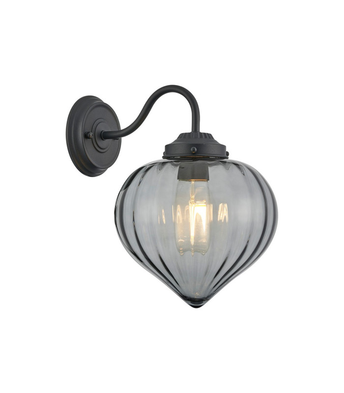 Afton Wall Light Flower Bud Shade 1 x E27 Satin Black/Smoke-1
