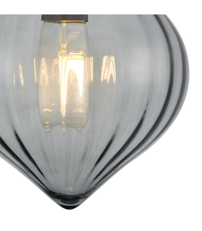 Afton Wall Light Flower Bud Shade 1 x E27 Satin Black/Smoke-6