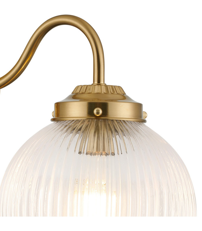 Afton Wall Light 20cm Acorn Ribbed Glass 1 x E27 Brass/Clear-6