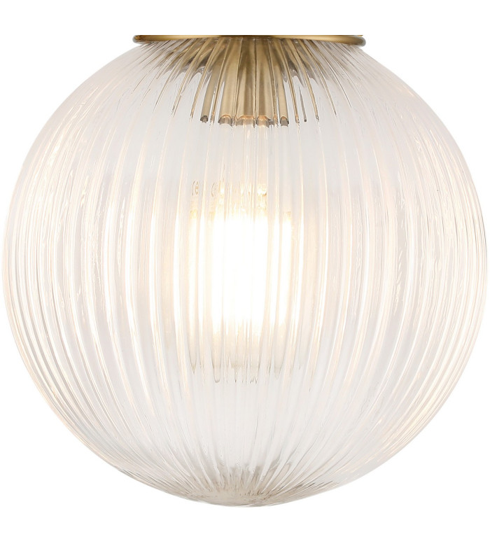 Afton Wall Light 20cm Acorn Ribbed Glass 1 x E27 Brass/Clear-7