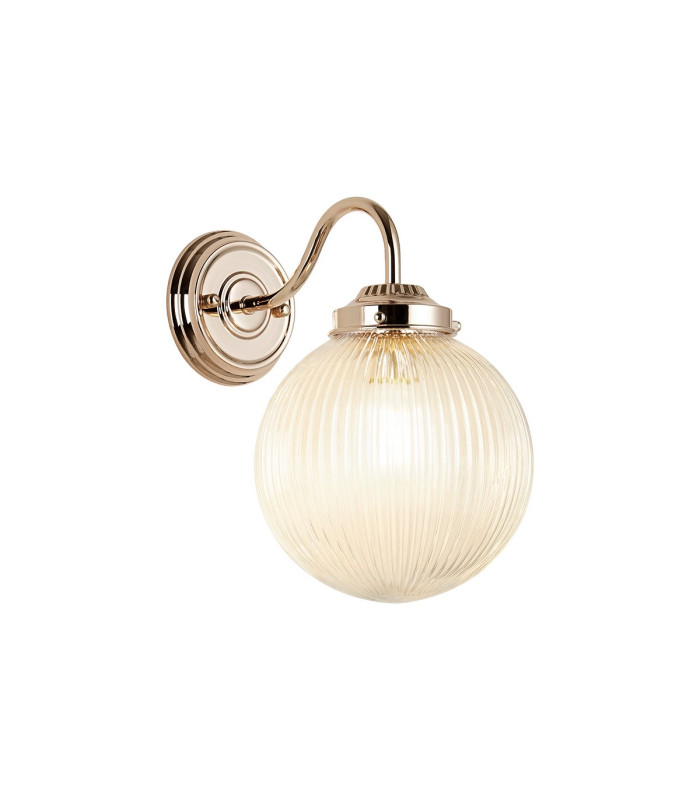 Afton Wall Light 20cm Acorn Ribbed Glass 1 x E27 French Gold/Clear-1