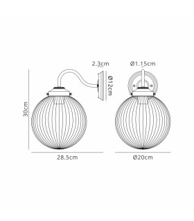 Afton Wall Light 20cm Acorn Ribbed Glass 1 x E27 French Gold/Clear-2