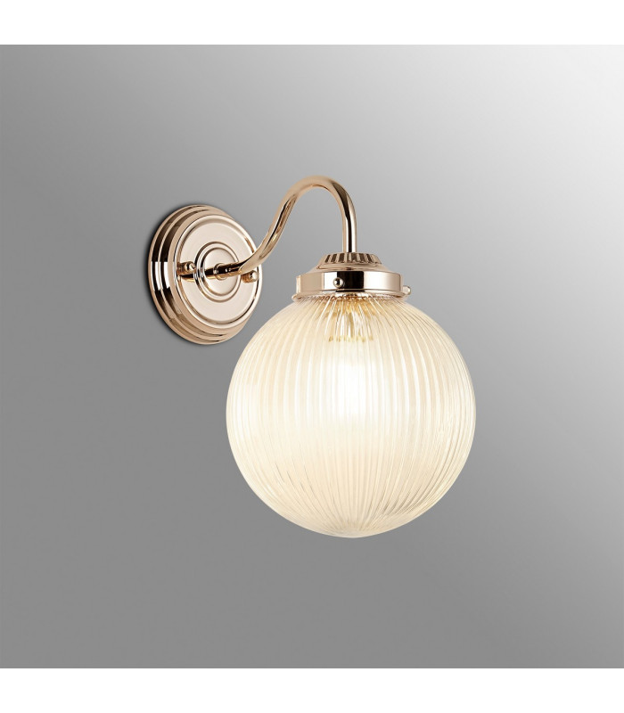 Afton Wall Light 20cm Acorn Ribbed Glass 1 x E27 French Gold/Clear-3