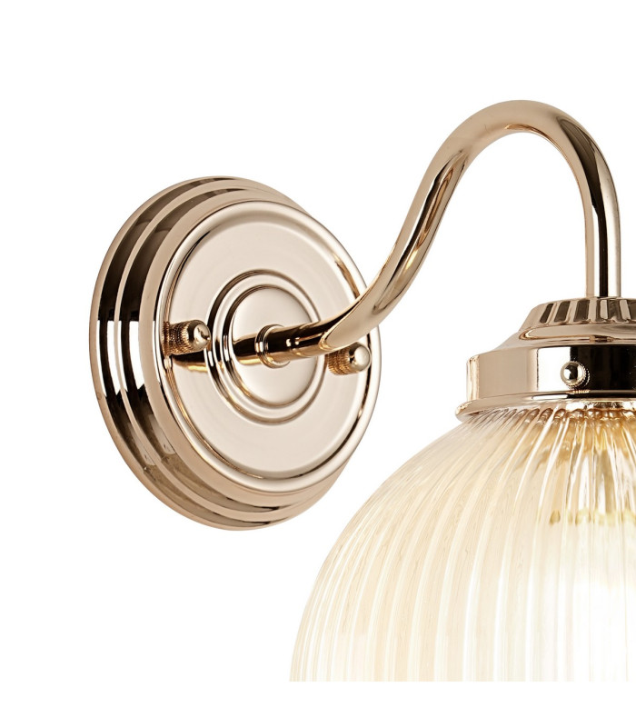 Afton Wall Light 20cm Acorn Ribbed Glass 1 x E27 French Gold/Clear-5
