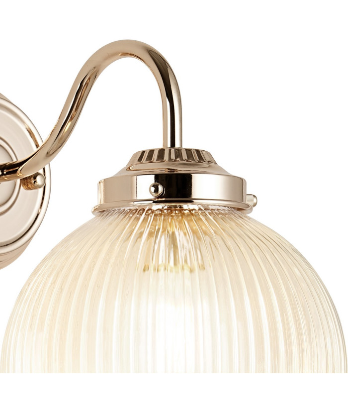Afton Wall Light 20cm Acorn Ribbed Glass 1 x E27 French Gold/Clear-6