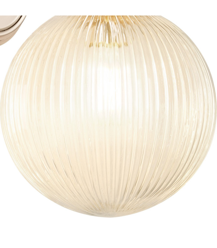 Afton Wall Light 20cm Acorn Ribbed Glass 1 x E27 French Gold/Clear-7