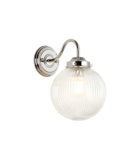 Afton Wall Light 20cm Acorn Ribbed Glass 1 x E27 Polished Nickel/Clear-1