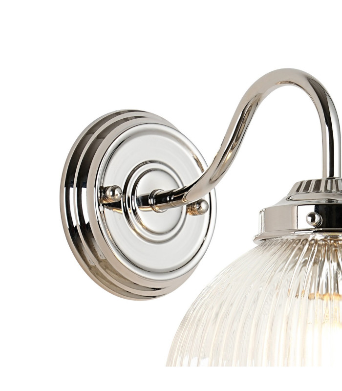 Afton Wall Light 20cm Acorn Ribbed Glass 1 x E27 Polished Nickel/Clear-5