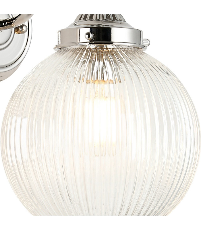 Afton Wall Light 20cm Acorn Ribbed Glass 1 x E27 Polished Nickel/Clear-6