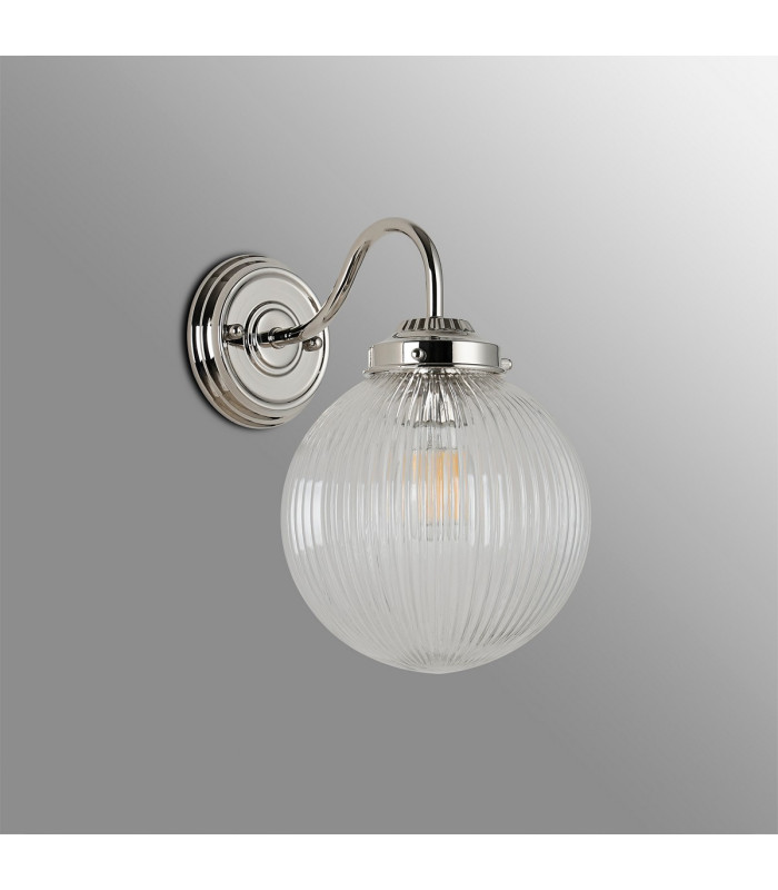 Afton Wall Light 20cm Acorn Ribbed Glass 1 x E27 Polished Nickel/Clear-7