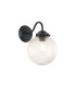 Afton Wall Light 20cm Acorn Ribbed Glass 1 x E27 Satin Black/Clear-1